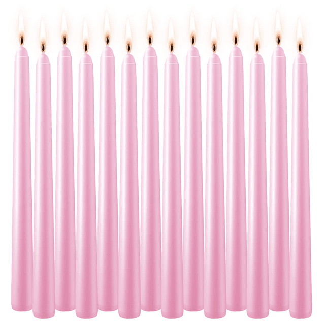 Velas cónicas rosas de 10 pulgadas cada juego de 14 candelab