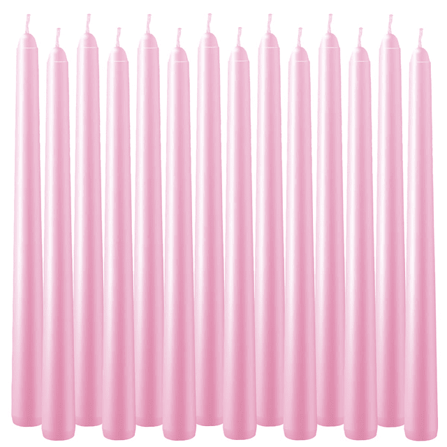 Velas cónicas rosas de 10 pulgadas cada juego de 14 candelab