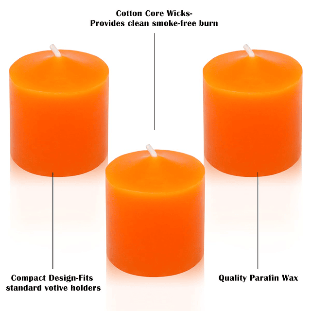 Velas votivas naranjas de 10 horas para bodas fiestas Hallow