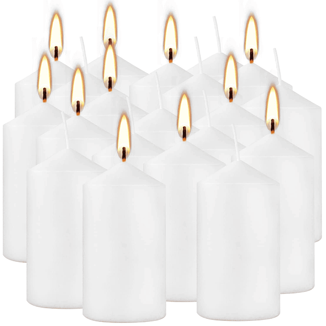 Velas de pilar blancas altas de 2x4 juego de 20 sin perfume.