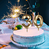 Velas de 30 cumpleaños decoración dorada para tarta número 3