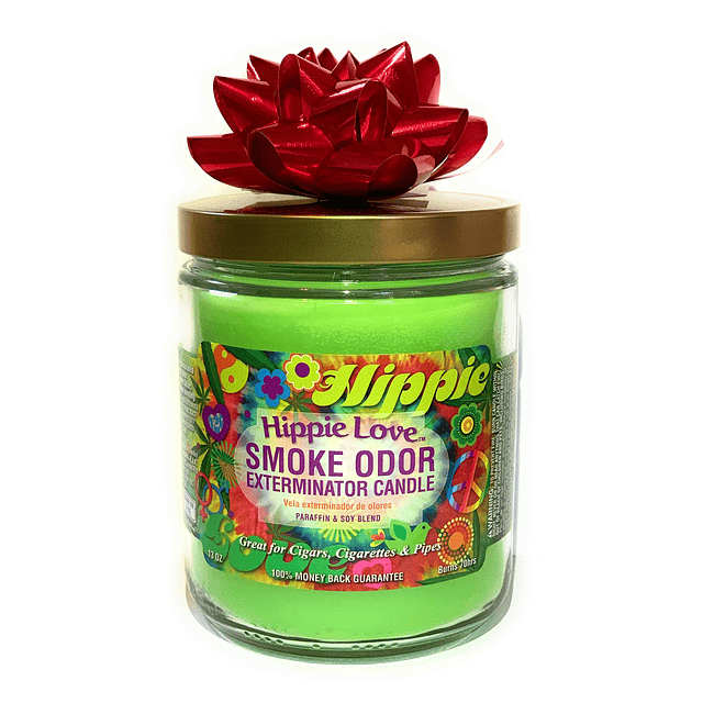 Exterminador de olores de humo velas en tarro de 13 oz Hippi