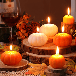 6 velas de calabaza de otoño decoración de velas en forma de