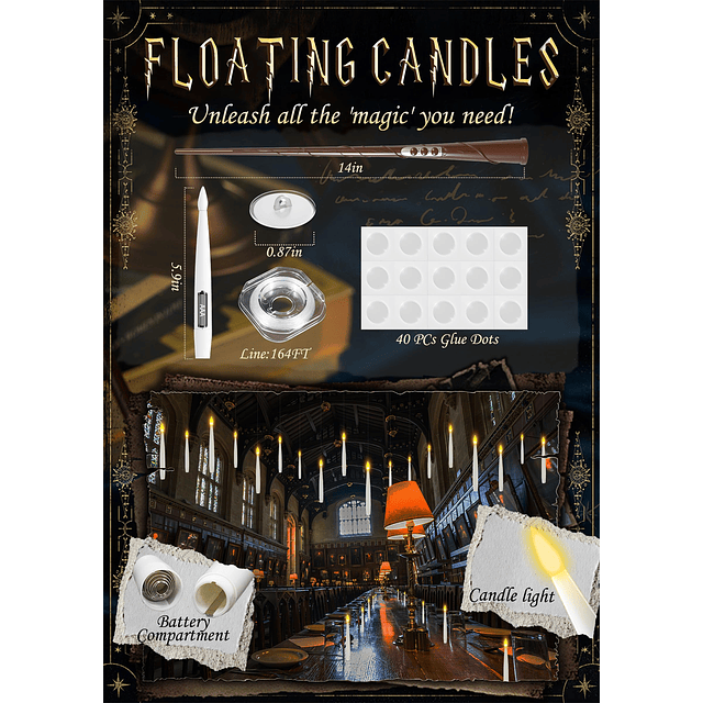 Velas flotantes con varita 20 velas mágicas colgantes vela L