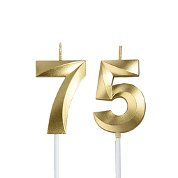 Velas doradas de cumpleaños 75 y 57 adorno dorado para tarta