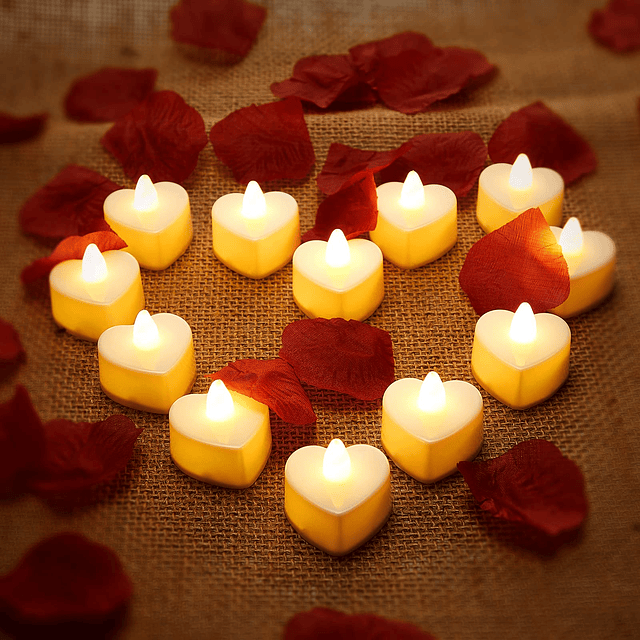 12 velas LED con forma de corazón velas LED de amor con 200