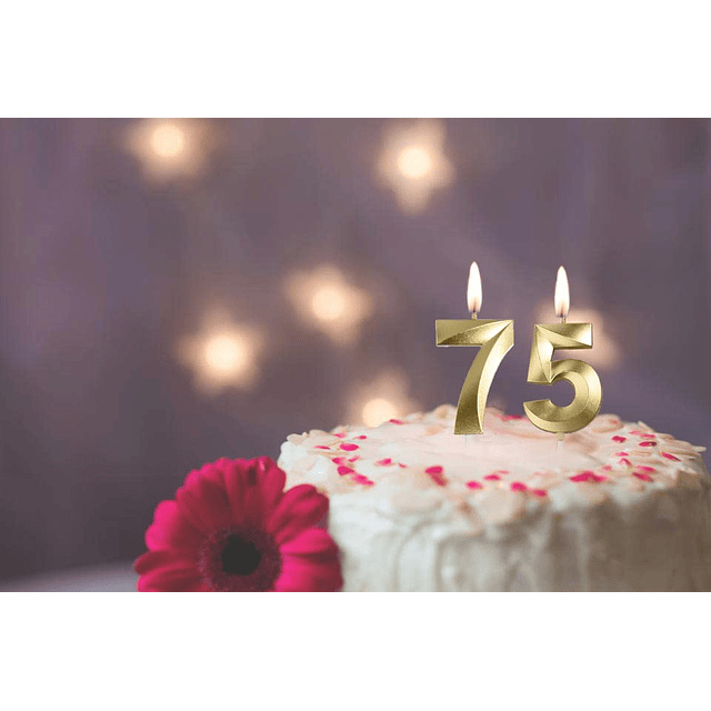 Velas doradas de cumpleaños 75 y 57 adorno dorado para tarta