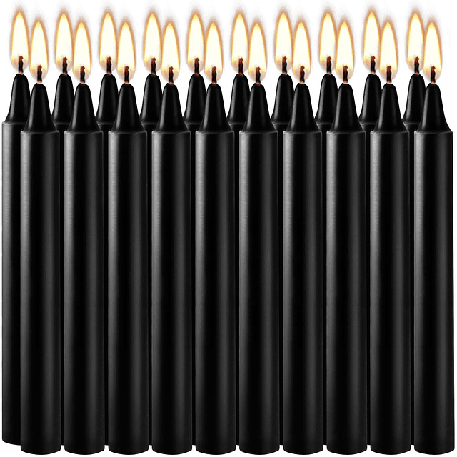 20 velas mini cónicas negras sin perfume 4 pulgadas de alto