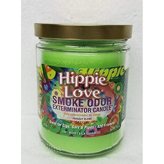 Exterminador de olores de humo velas en tarro de 13 oz Hippi