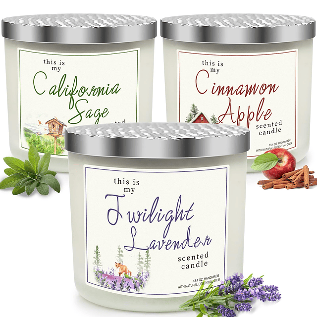 Velas perfumadas para el hogar paquete de 3 velas de soja en