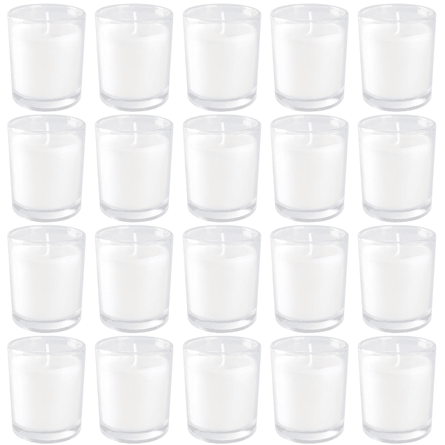 Paquete de 20 velas votivas sin perfume de color blanco cáli