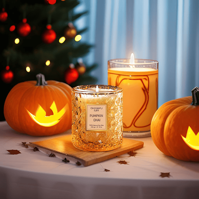 Velas perfumadas de calabaza Chai velas de Halloween regalo