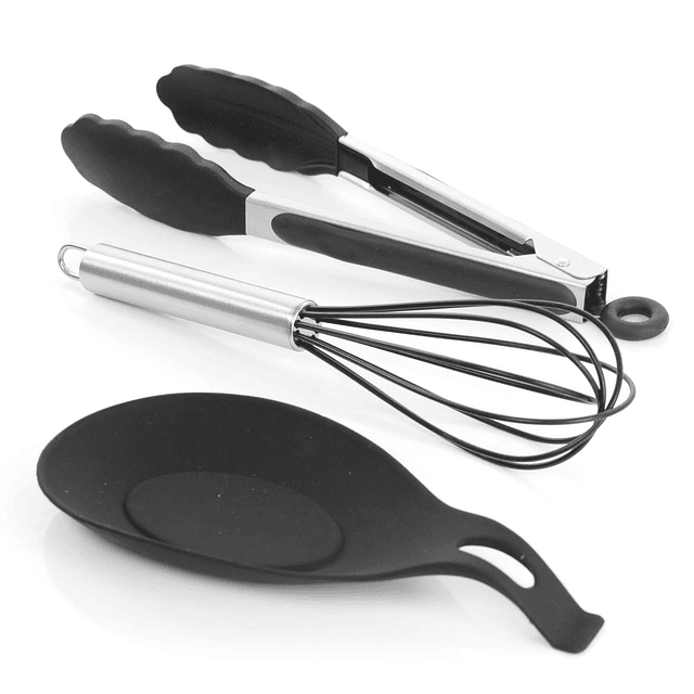 MegaChef Tool Juego de utensilios de cocina, 12 piezas, negr