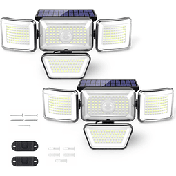 Luces solares para exteriores, paquete de 2, 4 cabezales, 30