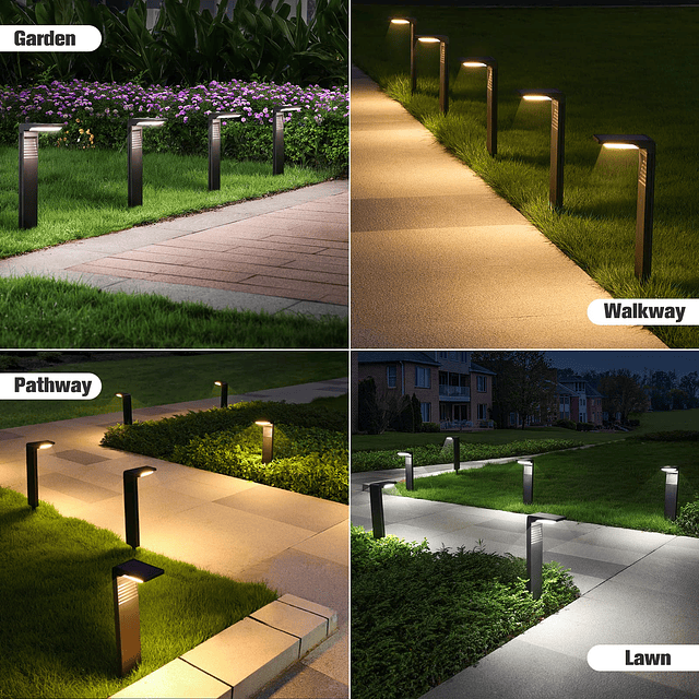 Luces solares para caminos, paquete de 8 con modo blanco cál