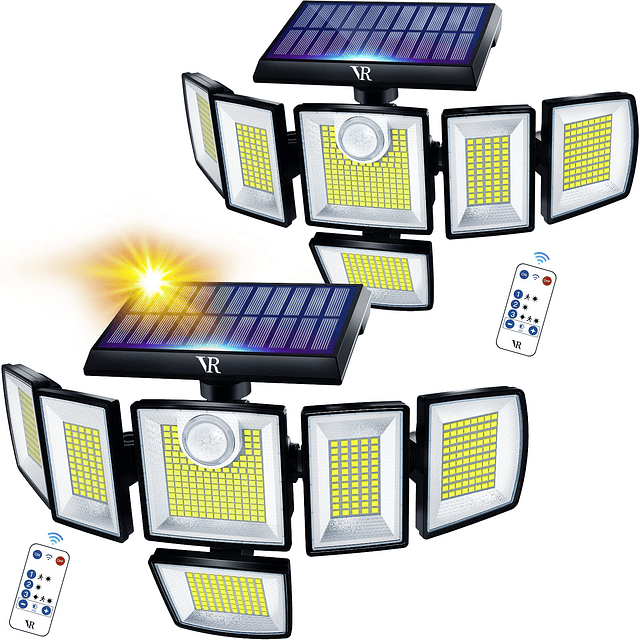 Luces solares con sensor de movimiento para exteriores, 496