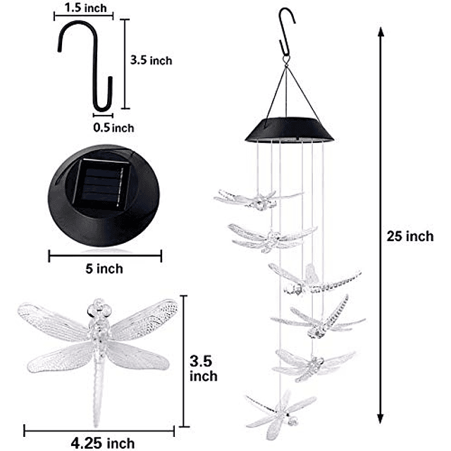 Lámpara de energía solar LED que cambia de color, campanilla