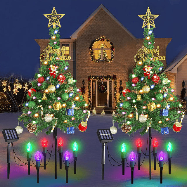 Árbol de Navidad solar para decoraciones al aire libre, paqu