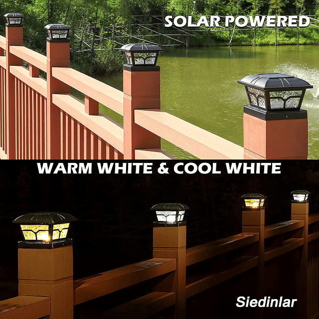 Siedinlar Luces solares para postes de vidrio para exteriore