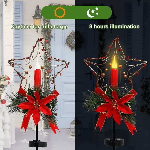 Paquete de 2 estacas navideñas para exteriores, decoraciones