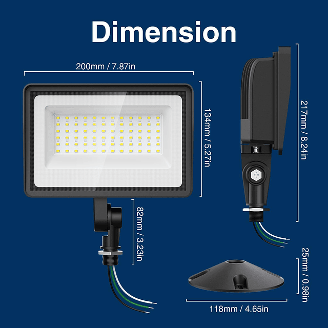 Luces de inundación LED de 65 W para exteriores con soporte