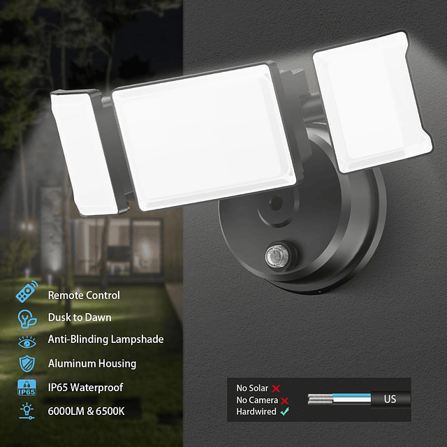 Luz LED para exteriores de 60 W de atardecer a amanecer con