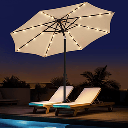 Sombrilla solar LED para patio de 9 pies, mesa de exterior,