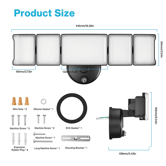 Paquete de 2 luces LED para exteriores de 100 W de atardecer