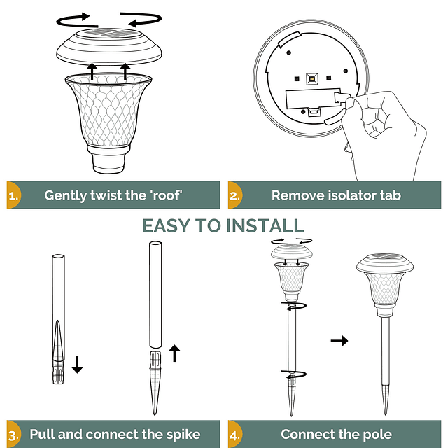 Paquete de 8 luces solares para caminos, luces solares para