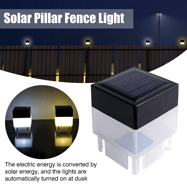 Paquete de 8 luces LED solares para postes de cerca, luces s