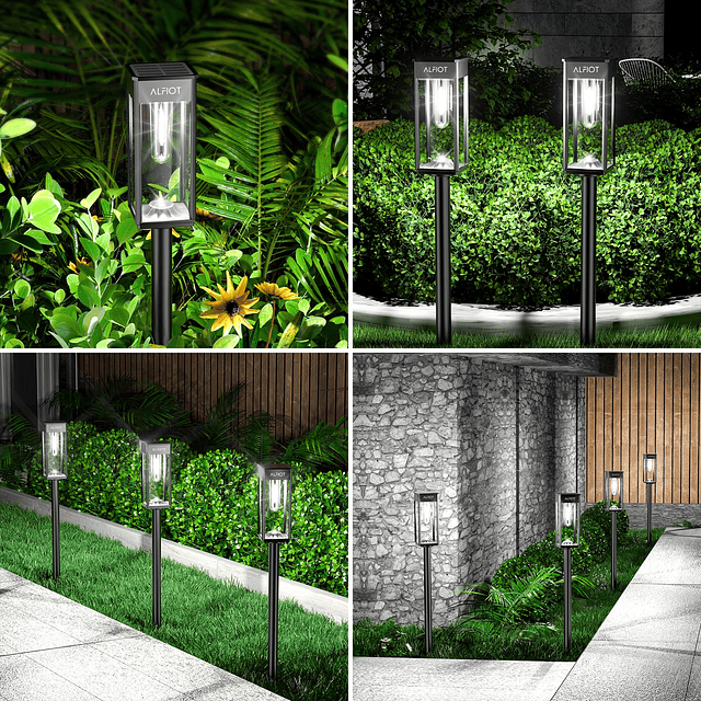 Luces solares para caminos al aire libre, paquete de 8 luces