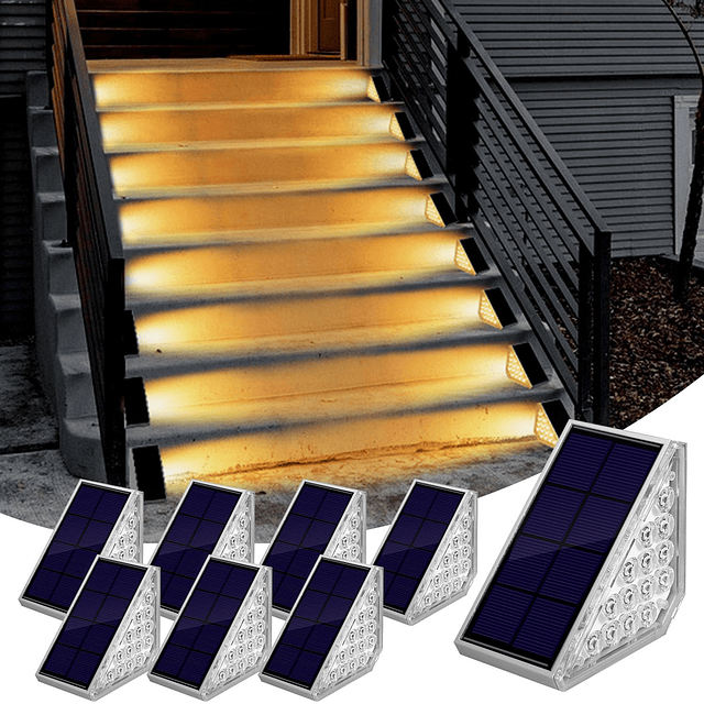 Luces solares para escalones al aire libre, impermeables IP6