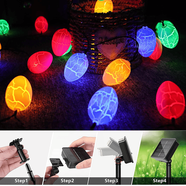 30LED Luces solares de huevo de Pascua para decoraciones de