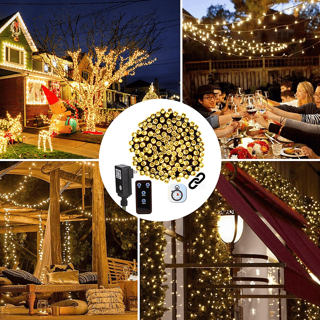 Luces LED de Navidad al aire libre 72 pies 200 LED Cadena de