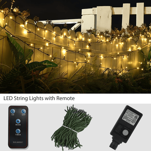 Luces LED de Navidad al aire libre 72 pies 200 LED Cadena de