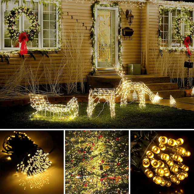 Luces LED de Navidad al aire libre 72 pies 200 LED Cadena de