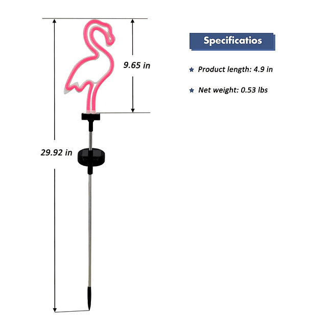 Adornos solares de flamenco rosa para jardín con estacas, lu