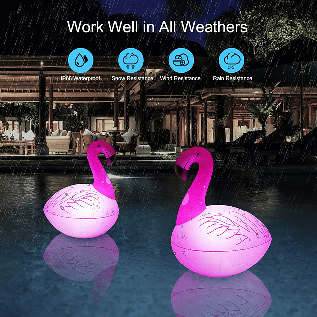 Rukars Flamingo Luces solares que flotan 1 PCS Luces flotant