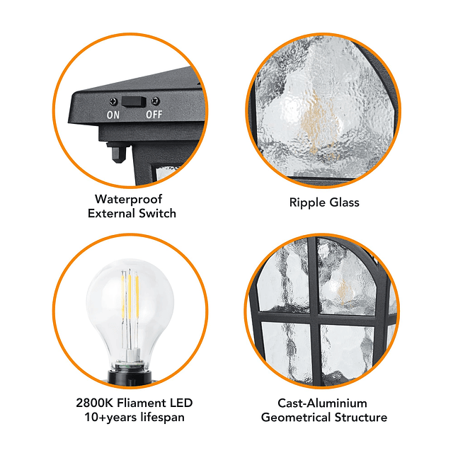 VANGARSUN Poste de luz solar para exteriores WG4335SQA 3 pul