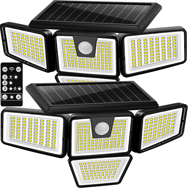 Luces solares para exteriores, paquete de 2 300 luces LED co