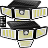 Luces solares para exteriores, paquete de 2 300 luces LED co