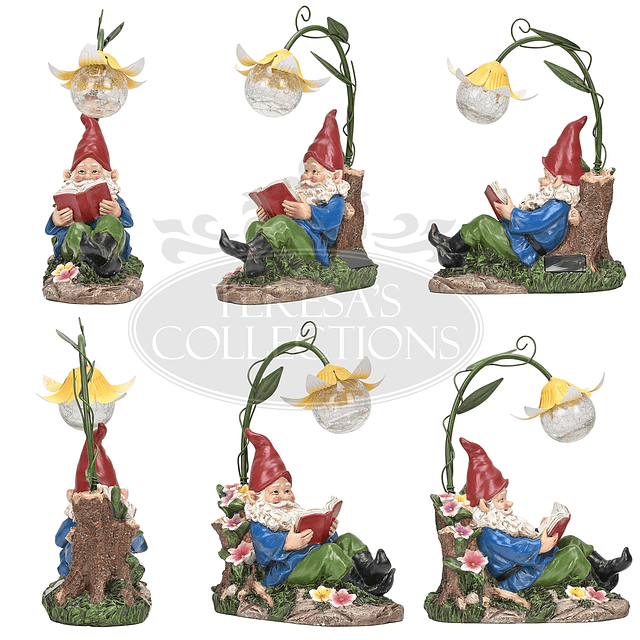 Estatuas de gnomos de jardín, decoraciones para patio con lu