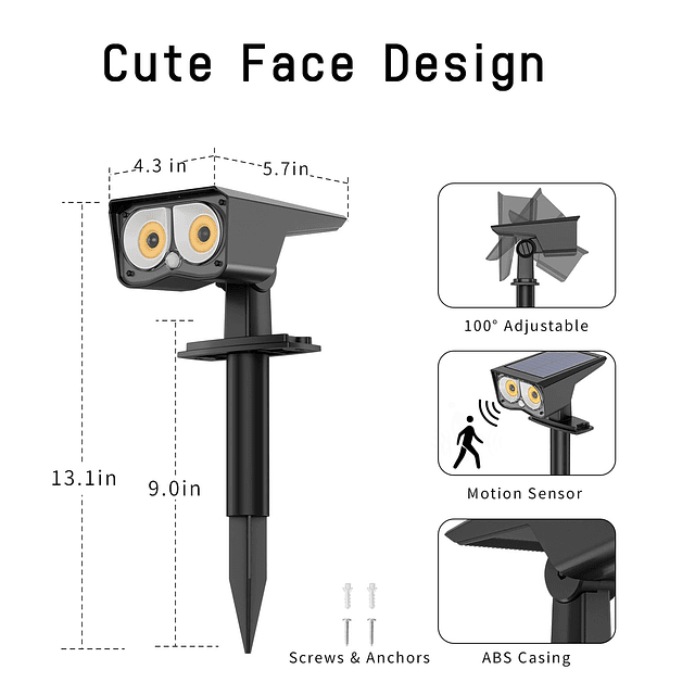 Focos solares para exteriores, sensor de movimiento IP65, im