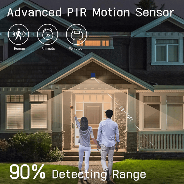 Focos solares para exteriores, sensor de movimiento IP65, im