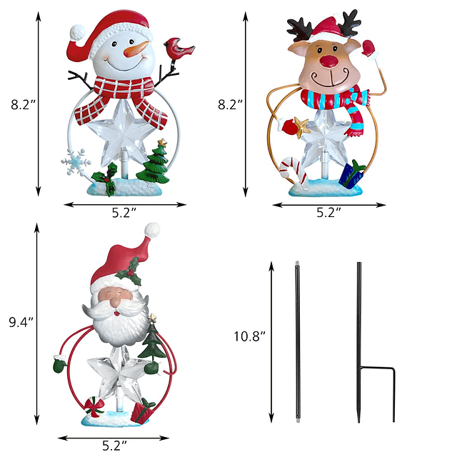 Paquete de 3 estacas navideñas para decoración de jardín al