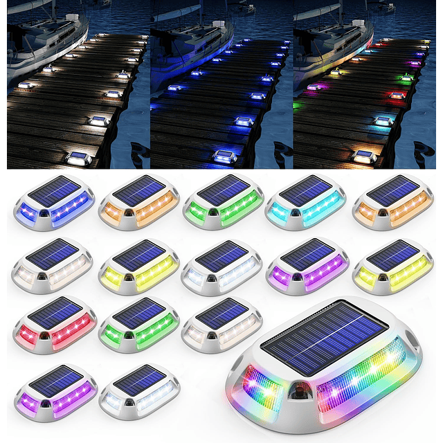 Paquete de 16 luces solares multicolores para muelle marino