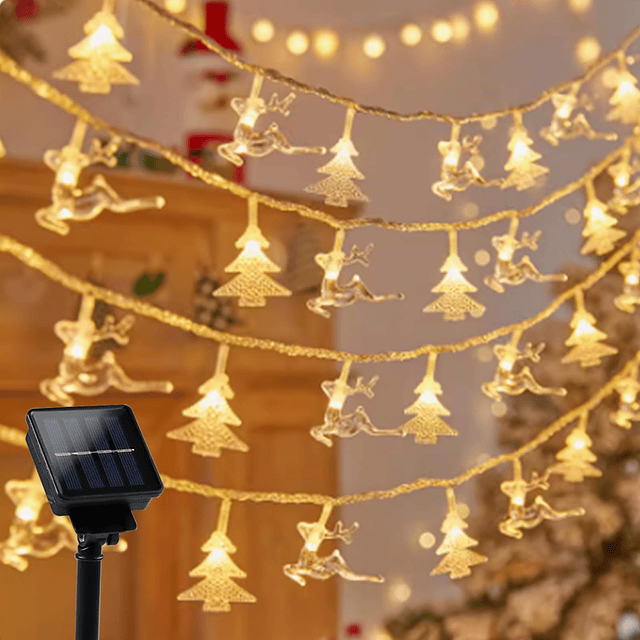 Guirnalda de luces para árbol de Navidad de alce, paquete de