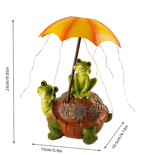 Estatua de jardín de rana/estatua de tortuga lámpara solar l