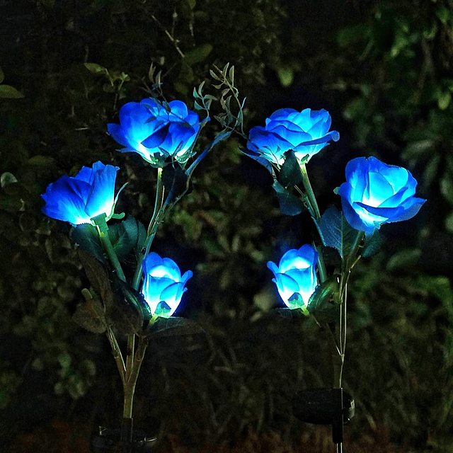 Luces solares para jardín de rosas, paquete de 2 luces solar