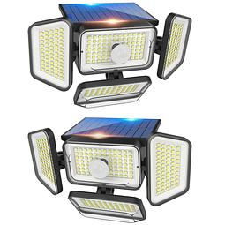 Paquete de 2 luces solares para exteriores, 4 cabezales, 268